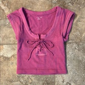 Urban Outfitters Purple Lace-Up Blouse